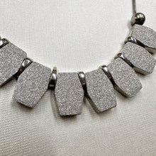 Vintage Silver Statement Necklace | Textured Geometric Bib Necklace | Modern Glam Jewelry