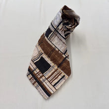 Vintage Louis Pierrot Cotton Neck Tie | Brown Plaid Pattern | French Label | Classic Menswear