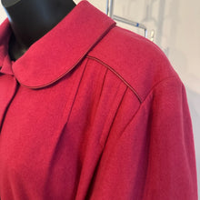 Vintage Wool and Cashmere | Magenta Pink Long Coat | Australian Made | Peter Pan Collar | Belted Wool Coat