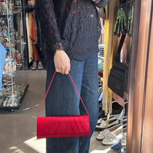 Vintage Red Satin Evening Bag | Pleated Formal Clutch, 90s Cocktail Party Purse