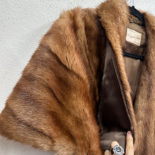 Vintage 1950s Mink Fur Cape Stole | Mid Century Fur Wrap | Shawl Collar Fur Cape | Brown Fur Stol