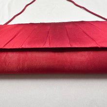 Vintage Red Satin Evening Bag | Pleated Formal Clutch, 90s Cocktail Party Purse