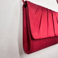Vintage Red Satin Evening Bag | Pleated Formal Clutch, 90s Cocktail Party Purse