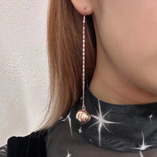 Rose Gold Ball Chain Drop Earrings – Minimalist Long Statement Dangles