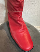 Vintage 80s Red Leather Slouch Mid-Calf Boots