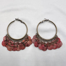 Vintage Shell Disc Hoop Earrings | Antique Brass Boho Festival Jewelry