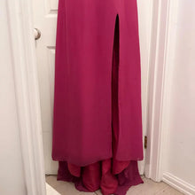 Vintage Hot Pink Rhinestone Cutout Evening Gown Maxi Dress Glam Prom Dress