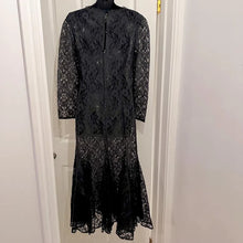 Vintage Black Lace Mermaid Maxi Dress | 80s Gothic Formal Evening Gown