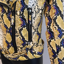 Y2K Snake Print Faux Leather Biker Jacket, Studded Spiked Jacket, Statement Moto Jacket, Rock Glam Jacket, Edgy Cropped Jacket
