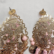 Vintage Pink Boho Statement Tassel Earrings | Oversized Coin Charm Drop Earrings | Festival Gypsy Chic