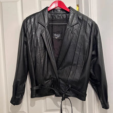 Vintage Australian Leather Jacket, 80s Black Pleated Panel Power Jacket, Size M