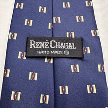 Vintage RENE CHAGAL Navy Blue Necktie Geometric Pattern Retro 80s 90s Tie