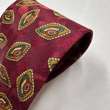 Vintage Australian ENVOY Necktie Burgundy Geometric Paisley Pattern Retro Tie