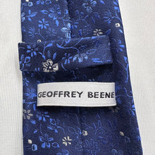 Vintage Geoffrey Beene Blue Floral Silk Tie 100% Silk Necktie Navy Blue Floral Pattern