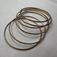 Set of 6 Vintage Gold Tone Bangles / Stackable Layering Bracelets / Minimal Retro Jewelry Set