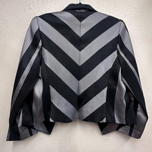 Vintage 90s Black Silver Striped Cropped Blazer | Geometric Statement Jacket Made Australia