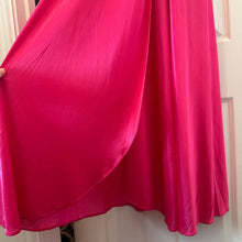Vintage Fuchsia Satin Peignoir Set – Lace Trim Maxi Nightgown & Robe