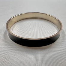 Vintage Black Enamel Bangle | Two-Tone Gold & Silver Tone Bracelet | Minimalist Statement Cuff