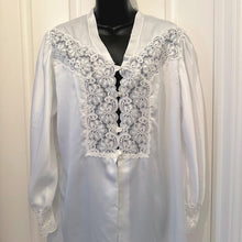 Vintage Italian White Satin Lace Nightgown | Romantic Bridal Peignoir Robe | Long Sleeve Boudoir Dress