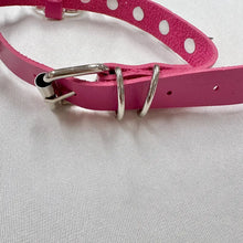 Vintage Pink Spiked Choker / Faux Leather Heart Choker / Punk Y2K Necklace / Harajuku Style / Statement Choker