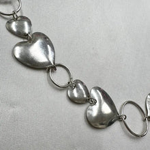 Vintage Silver Heart Statement Necklace | Y2K Chunky Heart Chain Necklace | Modern Romantic Jewelry