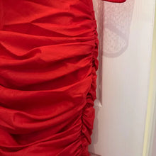 Vintage 1980s Red Mermaid Gown | Sheer Lace Sleeves, Ruched Formal Dress