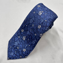 Vintage Geoffrey Beene Blue Floral Silk Tie 100% Silk Necktie Navy Blue Floral Pattern