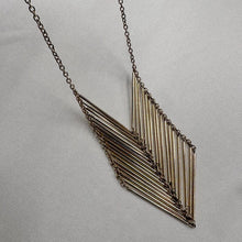 Vintage Geometric Chevron Necklace | Gold Tone Statement Necklace | Modernist V Shape Pendant | Minimalist Chain Necklace