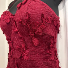 Bariano Australia Wine Red Floral Lace Mermaid Gown | Open Back Evening Maxi Dress
