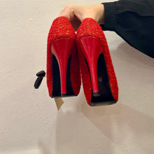 Red Lace Peep Toe Heels