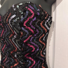 Vintage Jessica McClintock Sequin Strapless Maxi Dress – Rainbow Zigzag Evening Gown