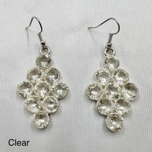 Vintage Rhinestone Cluster Drop Earrings | Silver Tone Statement Jewelry