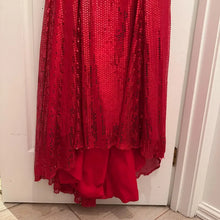 Vintage Red Sequin Lace-Up Evening Gown / Y2K Glam Maxi Dress / Rhinestone Formal Mermaid Dress