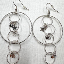Silver Star Charm Circle Drop Earrings – Layered Hoop Statement