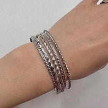 Vintage Silver Tone Leaf Charm Stacking Bangles | Botanical Boho Layering Bracelets | Nature Inspired Jewellery
