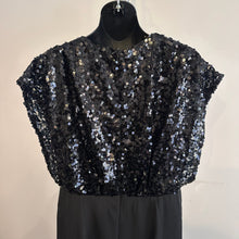 Boohoo Occasion Black Sequin Jumpsuit, V-Neck Wide Leg Evening Wear (UK 14)