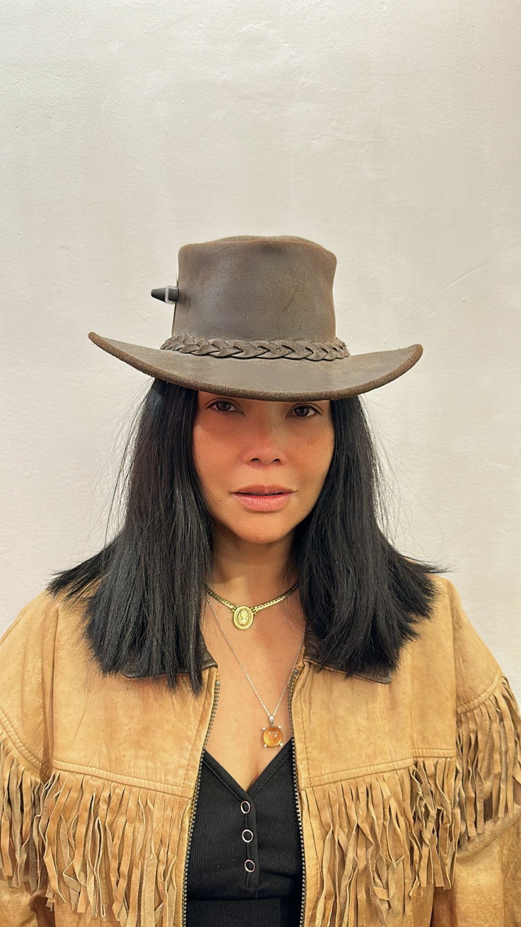 Vintage Brown Leather Hat