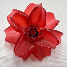 Vintage Red Acrylic Flower Earrings | Statement Floral Stud Earrings | Translucent Beaded Flower Earrings