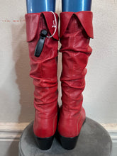Vintage 80s Red Leather Slouch Mid-Calf Boots
