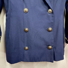 Vintage 80s Navy Blazer | Gold Baroque Scroll Embroidery, Double-Breasted Jacket