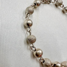 Vintage Champagne Tone Beaded Bracelet with Heart Charm | Satin Polished Metal Chain Jewelry