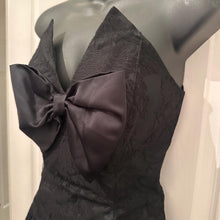 Vintage Evaldo Bock Black Bow Midi Dress / 80s Party Dress / Romantic Tiered Lace Formal Dress