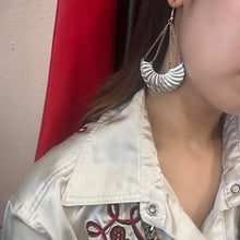 Vintage Silver Shell Fan Drop Earrings – Statement Boho Dangle Earrings, Lightweight Festival Jewelry