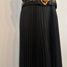 Mary Charmaine Black Pleated Jumpsuit, Embellished Waist, Sheer Wide Leg Trousers