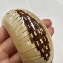 Vintage Woven Resin Bangle / Bamboo Style Wide Bracelet / Natural Boho Statement Cuff