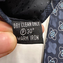 Vintage 100% Silk Tie Navy Blue Atomic Geometric Pattern Novelty Necktie