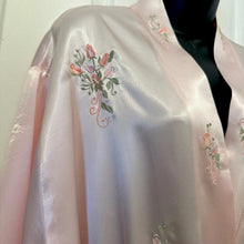 Vintage Pink Satin Floral Embroidered Robe | Romantic Silky Night Gown | Coquette Boudoir Dressing Gown