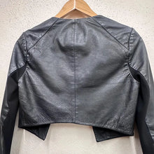Portmans Cropped Black Leather Jacket | Minimalist Open Front Leather Bolero | Genuine Leather | Women’s Size 8