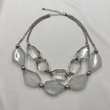 Vintage Clear & Grey Statement Necklace / Faceted Acrylic Beads / Chunky Chain Necklace / Y2K Minimal Jewelry