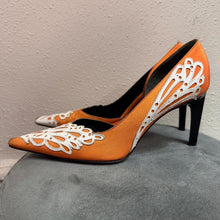 Christian Lacroix Orange Lace Detail Heels  Pointed Toe Stiletto Pumps EU 38 UK 5 Vintage Designer